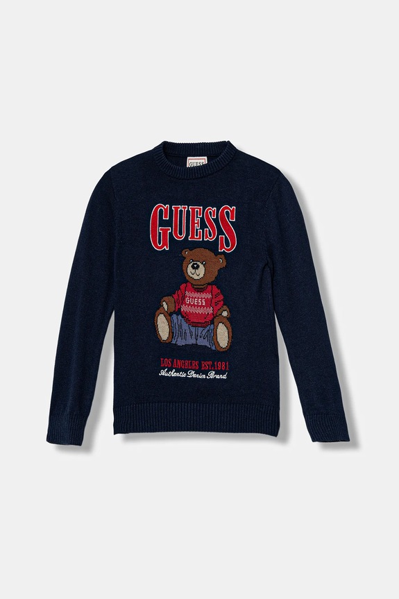 Detský sveter Guess nášivka tmavomodrá N5BR05.Z2BB0.9BYA