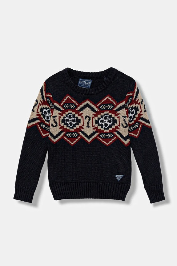 Guess sweter bawełniany wzorzyste granatowy N5BR12.Z2NN0.9BYA