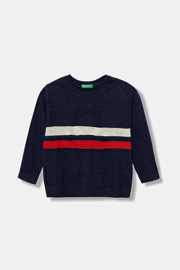 Detský sveter s prímesou vlny United Colors of Benetton s prímesou vlny tmavomodrá 1041H102X.P.seasonal