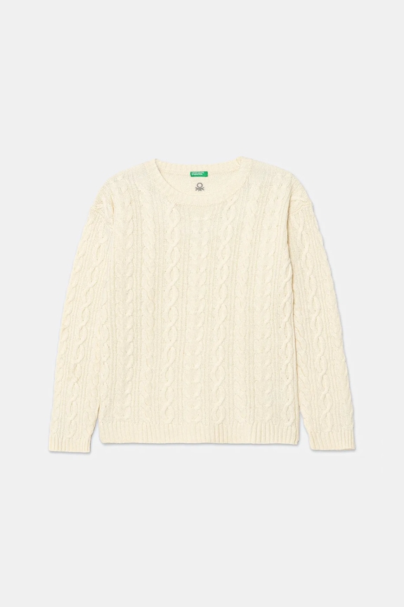 Детски пуловер с вълна United Colors of Benetton средно дебел бежов 1344C107G.G.reproposed