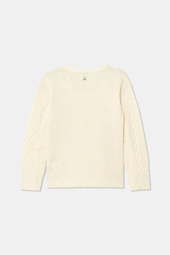 Детски пуловер с вълна United Colors of Benetton 1344C107G.G.reproposed бежов AW25