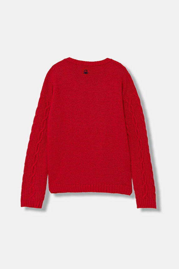United Colors of Benetton pulover de lână pentru copii 1344C107G.G.reproposed rosu AW25