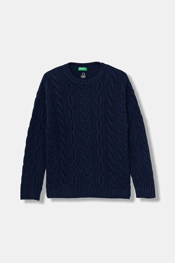 United Colors of Benetton pulover de lână pentru copii uni bleumarin 1344C107G.G.reproposed