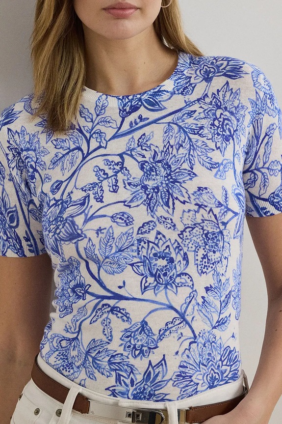 Lněný svetr Lauren Ralph Lauren bílá 200971168