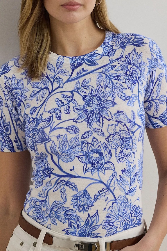 Lněný svetr Lauren Ralph Lauren bílá 200971168