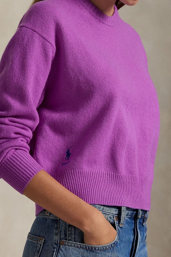 Μάλλινη μπλουζα Polo Ralph Lauren μωβ 211914515