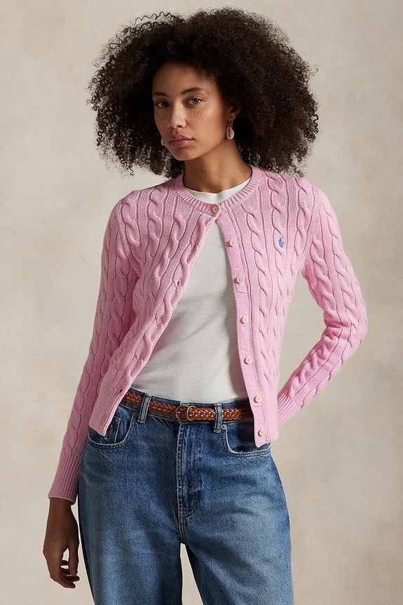 Polo Ralph Lauren Ζακέτα Γυναικεία βαμβακερή βαμβάκι ροζ 211971868