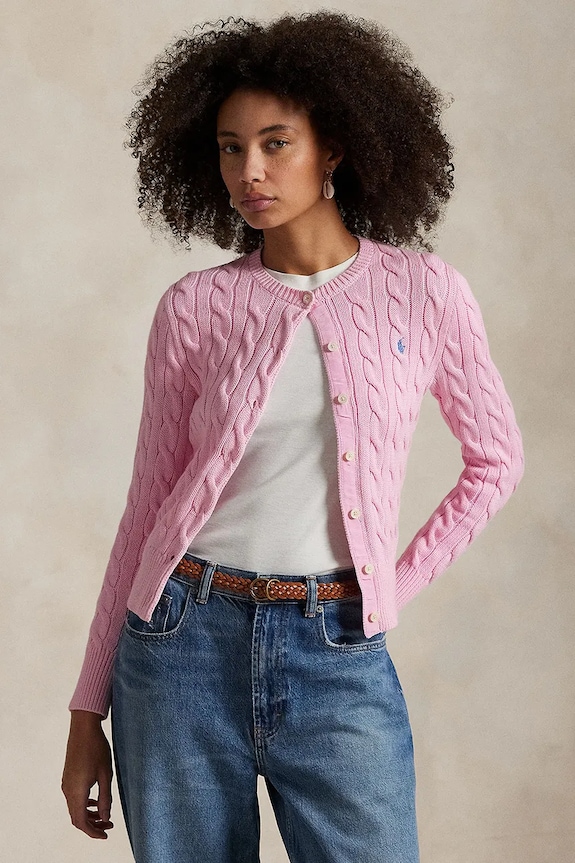Polo Ralph Lauren Ζακέτα Γυναικεία βαμβακερή βαμβάκι ροζ 211971868