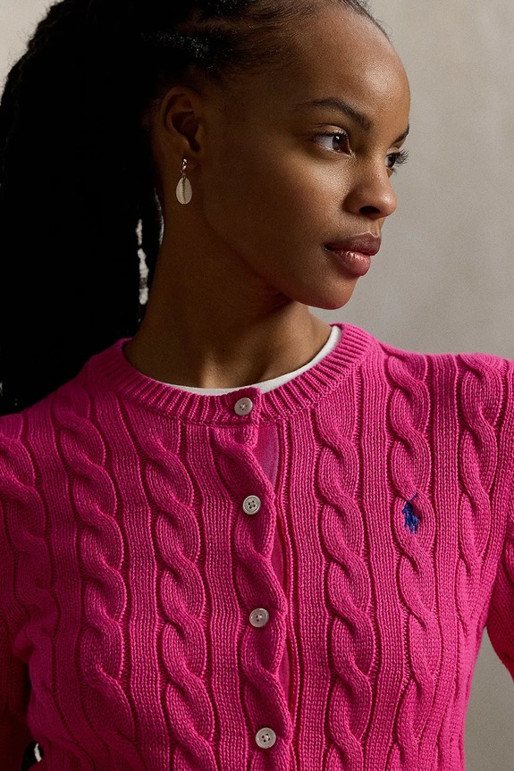 Polo Ralph Lauren cardigan de damă din bumbac roz 211971868