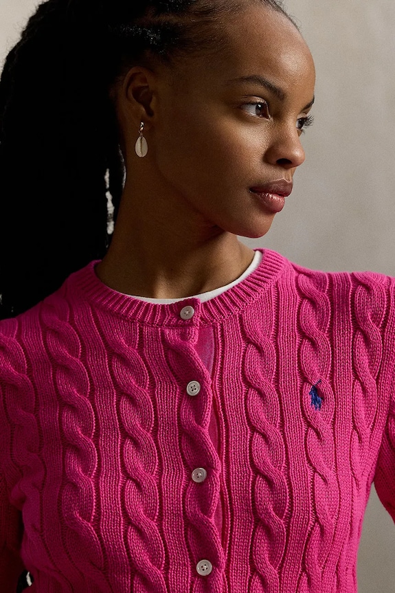 Polo Ralph Lauren cardigan de damă din bumbac roz 211971868