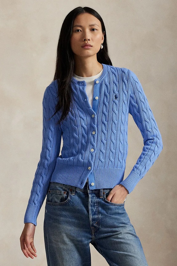 Polo Ralph Lauren kardigán dámsky bavlnený bavlna modrá 211971868