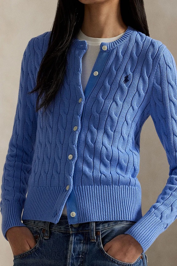 Polo Ralph Lauren kardigán dámsky bavlnený modrá 211971868