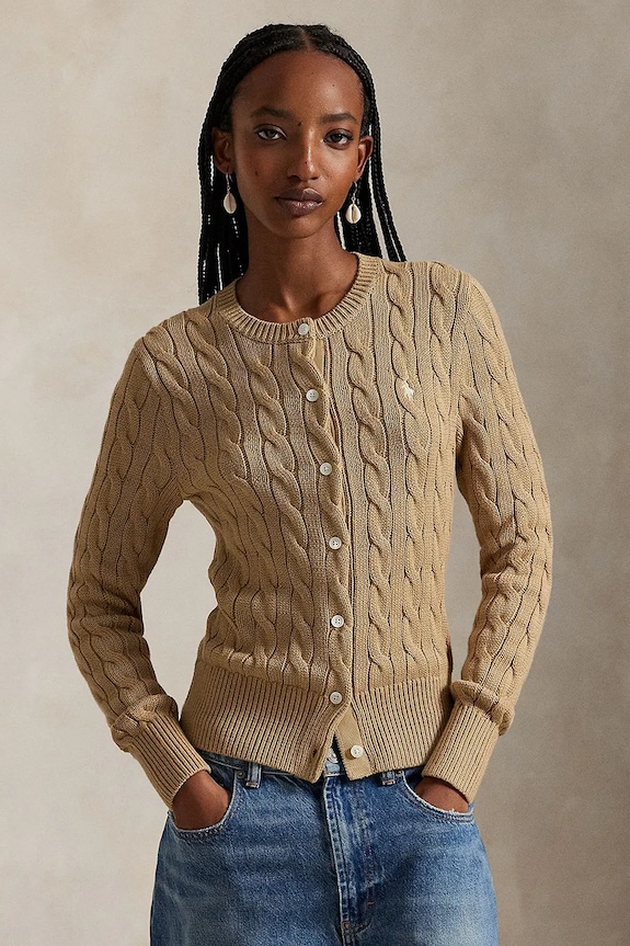 Polo Ralph Lauren kardigán dámsky bavlnený bavlna hnedá 211971868