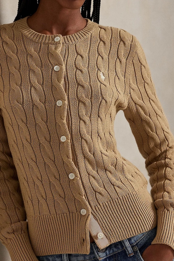 Polo Ralph Lauren kardigán dámsky bavlnený 211971868 hnedá
