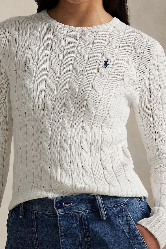 Bavlnený sveter Polo Ralph Lauren biela 211971869