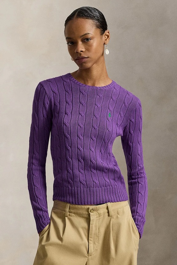 Polo Ralph Lauren sweter bawełniany gładkie fioletowy 211971869