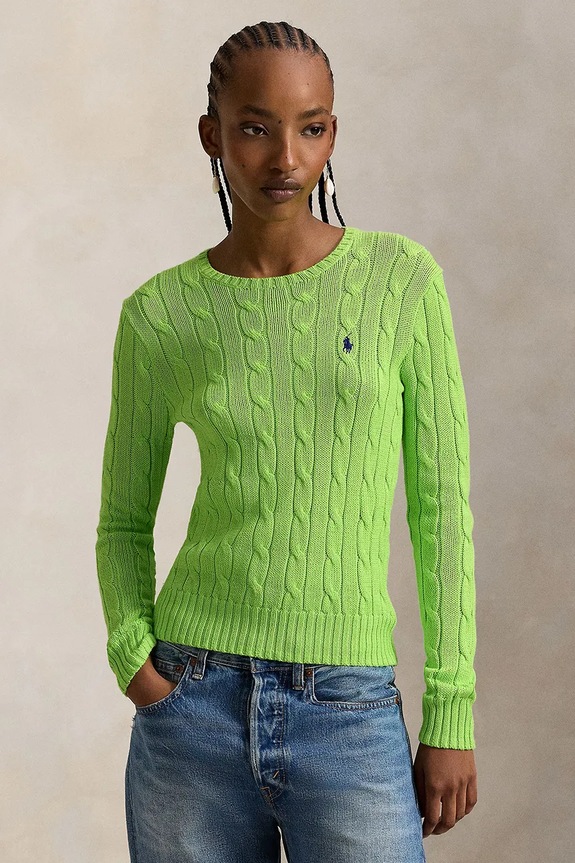 Polo Ralph Lauren sweter bawełniany gładkie zielony 211971869