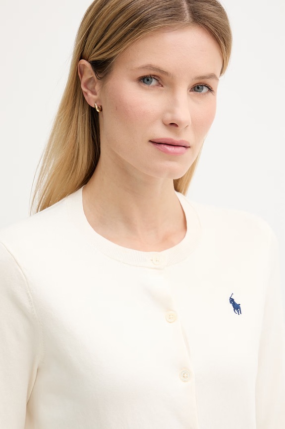Polo Ralph Lauren kardigan damski z bawełną beżowy 211971871