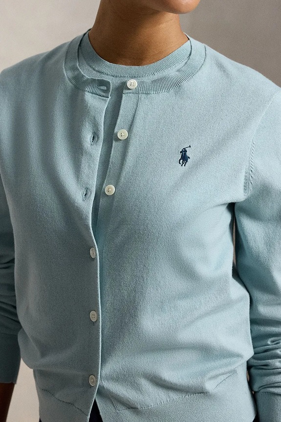Polo Ralph Lauren kardigan damski z bawełną turkusowy 211971871