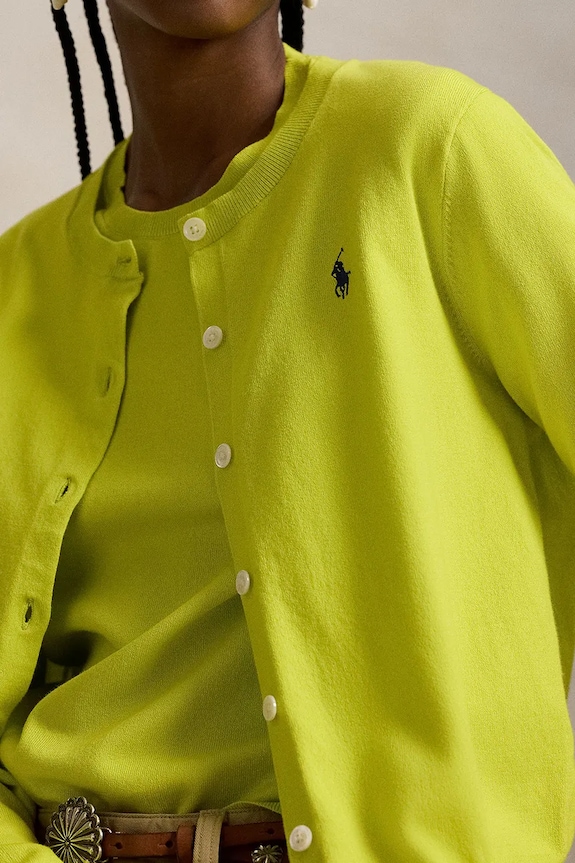 Polo Ralph Lauren kardigan dámský s bavlnou zelená 211971871