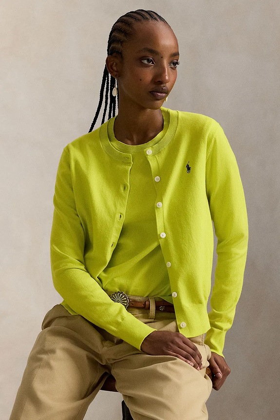 Polo Ralph Lauren kardigan dámský s bavlnou 211971871 zelená