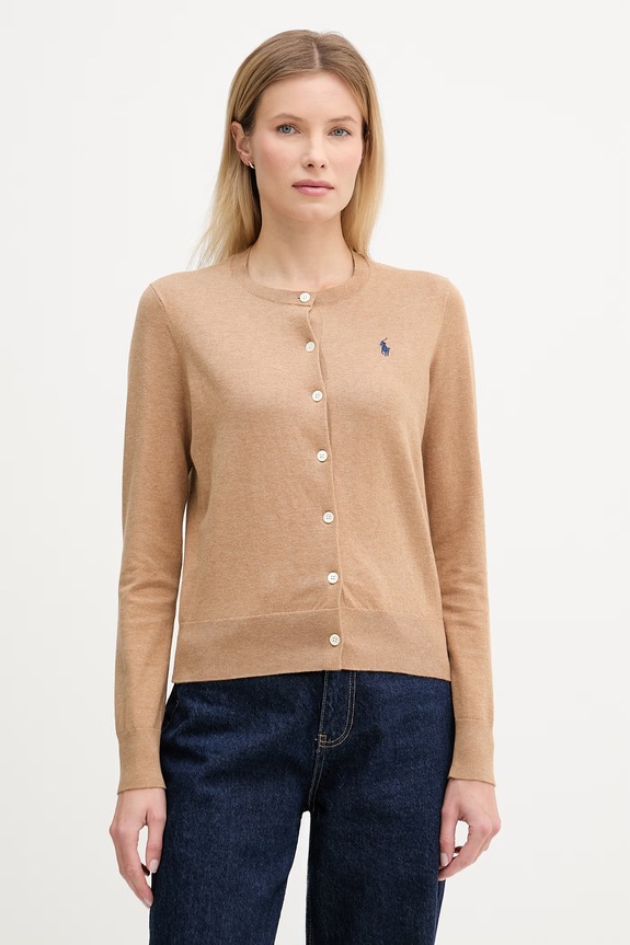 Polo Ralph Lauren kardigan damski z bawełną pozostałe brązowy 211971871
