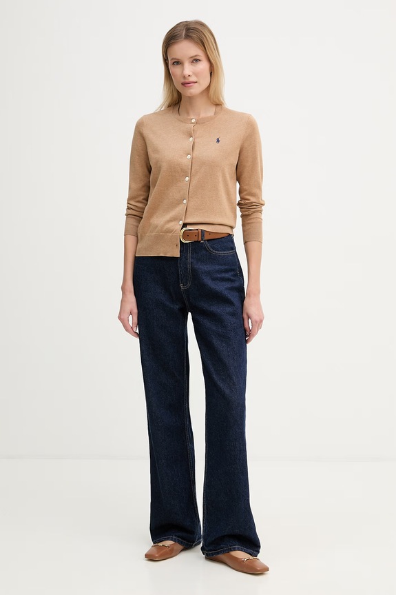 Polo Ralph Lauren kardigan damski z bawełną 211971871 brązowy SS26