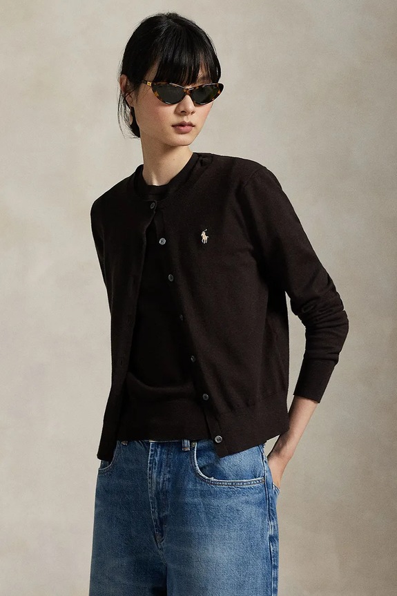 Polo Ralph Lauren Women's cardigan with cotton plain brown 211971871