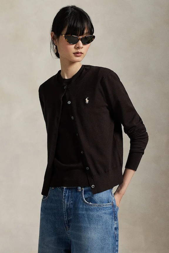Polo Ralph Lauren Women's cardigan with cotton plain brown 211971871