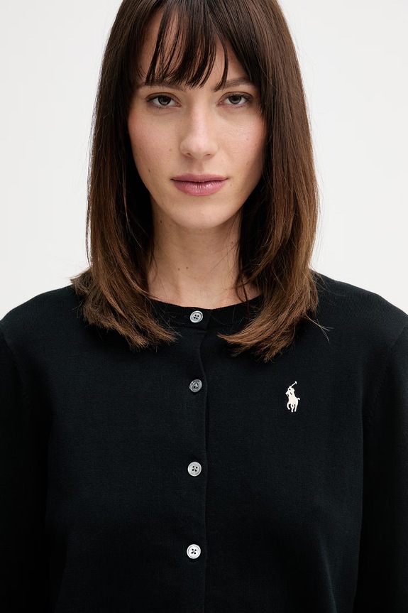 Polo Ralph Lauren kardigan damski z bawełną czarny 211971871