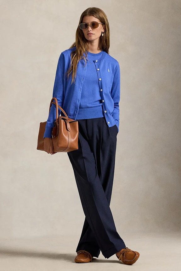 Polo Ralph Lauren πουλόβερ με κοντό μανίκι γυναικείο με βαμβάκι 211971872 μπλε