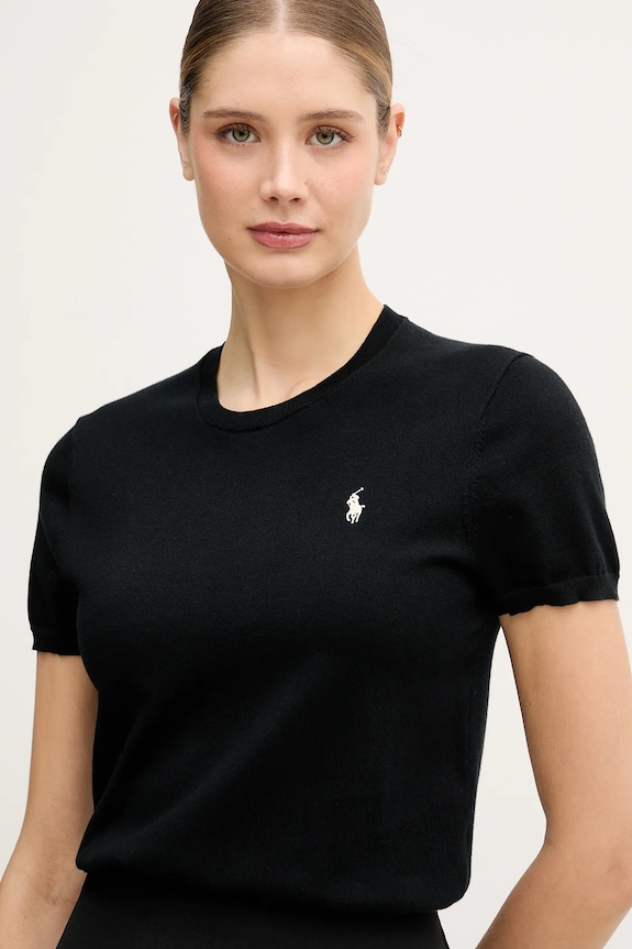 Polo Ralph Lauren πουλόβερ με κοντό μανίκι γυναικείο με βαμβάκι μαύρο 211971872