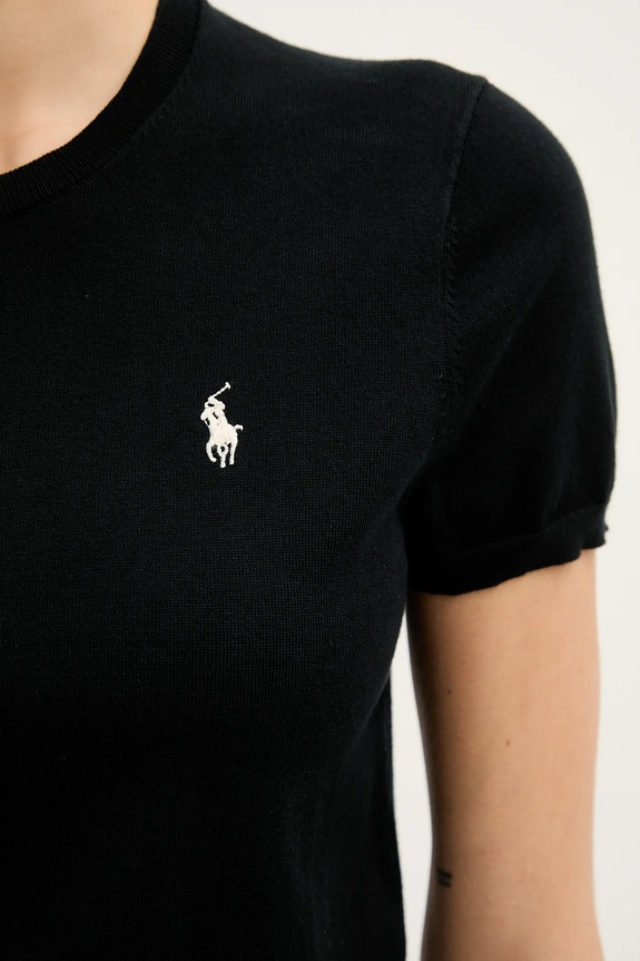 Polo Ralph Lauren πουλόβερ με κοντό μανίκι γυναικείο με βαμβάκι 211971872 μαύρο