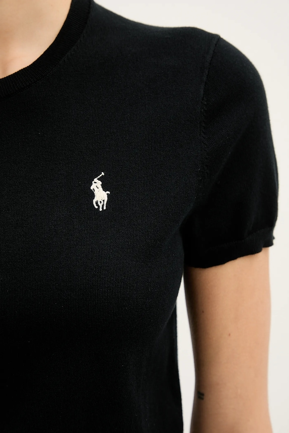 Polo Ralph Lauren πουλόβερ με κοντό μανίκι γυναικείο με βαμβάκι 211971872 μαύρο