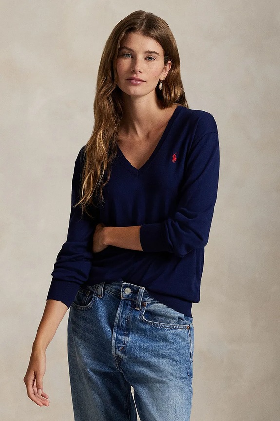 Pamučni pulover Polo Ralph Lauren pamuk mornarsko plava 211972105