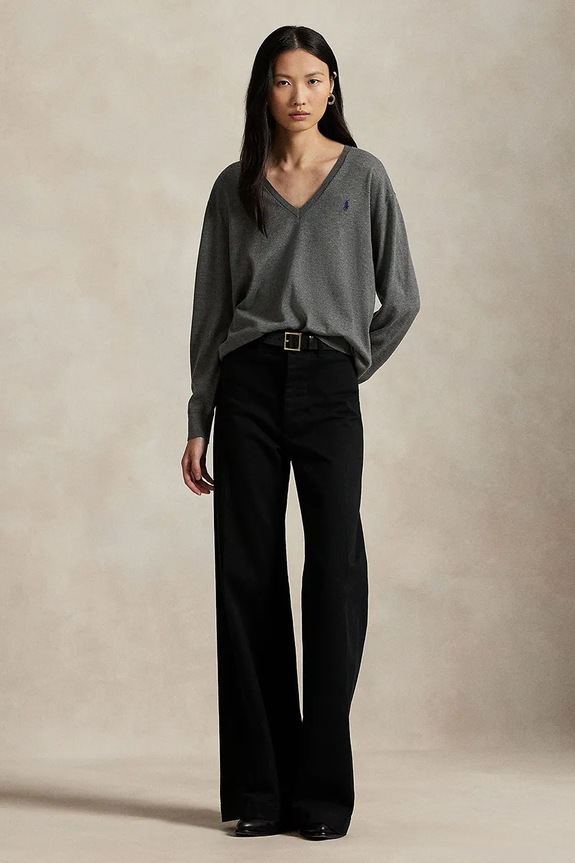 Одежда Хлопковый свитер Polo Ralph Lauren 211972105 серый