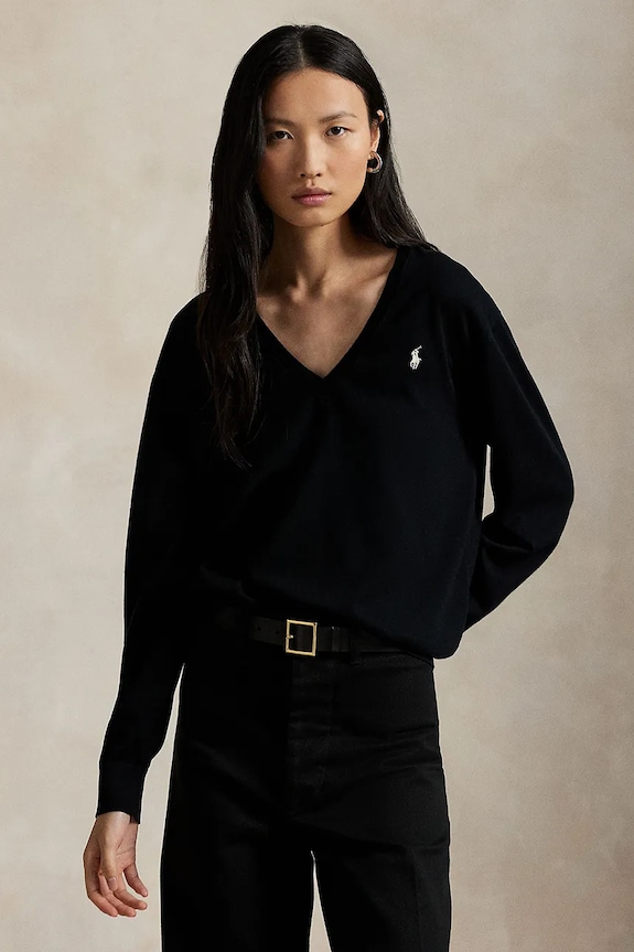 Βαμβακερό πουλόβερ Polo Ralph Lauren βαμβάκι μαύρο 211972105