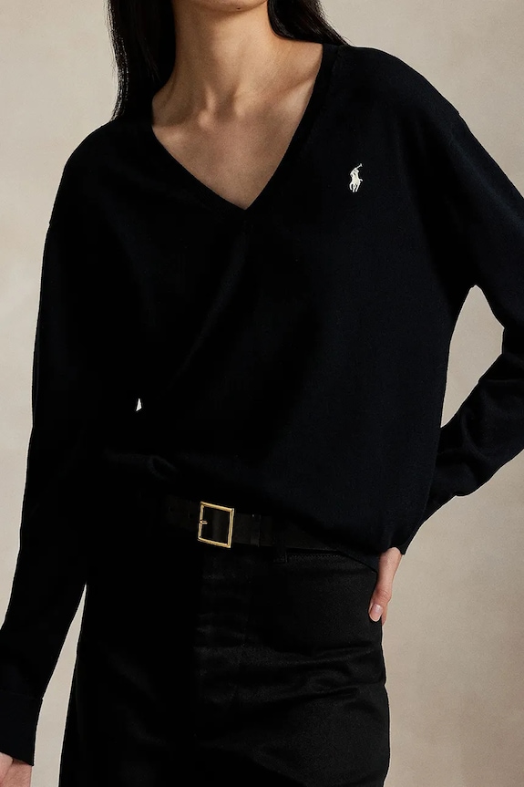 Βαμβακερό πουλόβερ Polo Ralph Lauren μαύρο 211972105