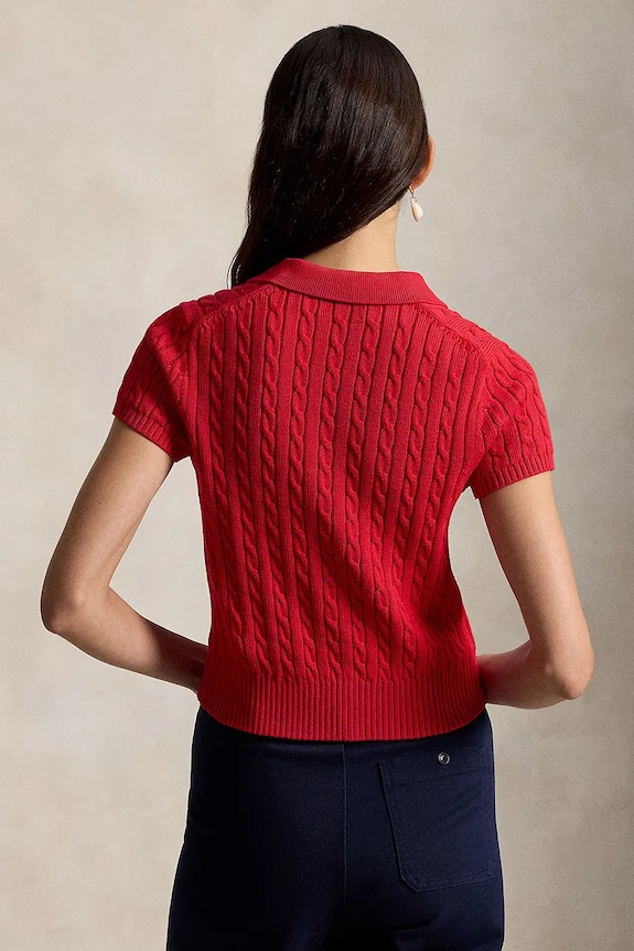 Polo Ralph Lauren sveter s krátkym rukávom dámsky bavlnený 211972118 červená SS26