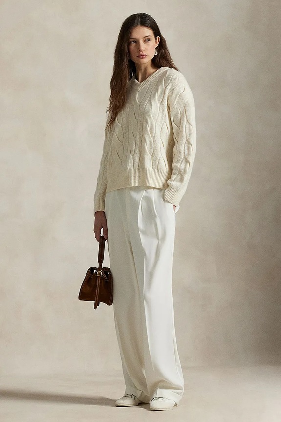 Odzież Polo Ralph Lauren sweter damski wełniany 211972127 biały