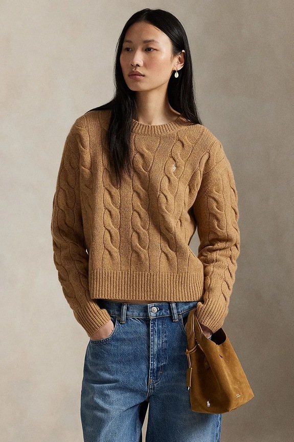 Polo Ralph Lauren sweter wełniany wełna beżowy 211A91216