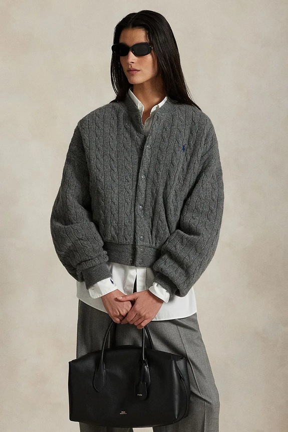 Μάλλινο μπουφάν bomber Polo Ralph Lauren μαλλί γκρί 211966122