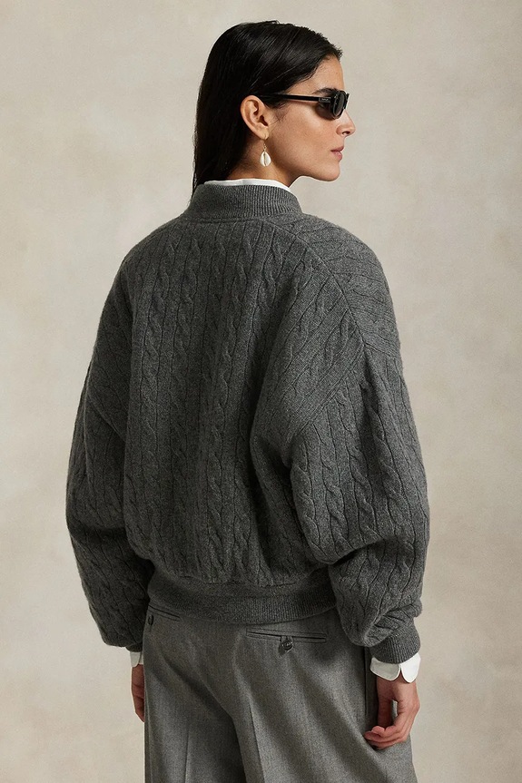 Μάλλινο μπουφάν bomber Polo Ralph Lauren 211966122 γκρί AW25