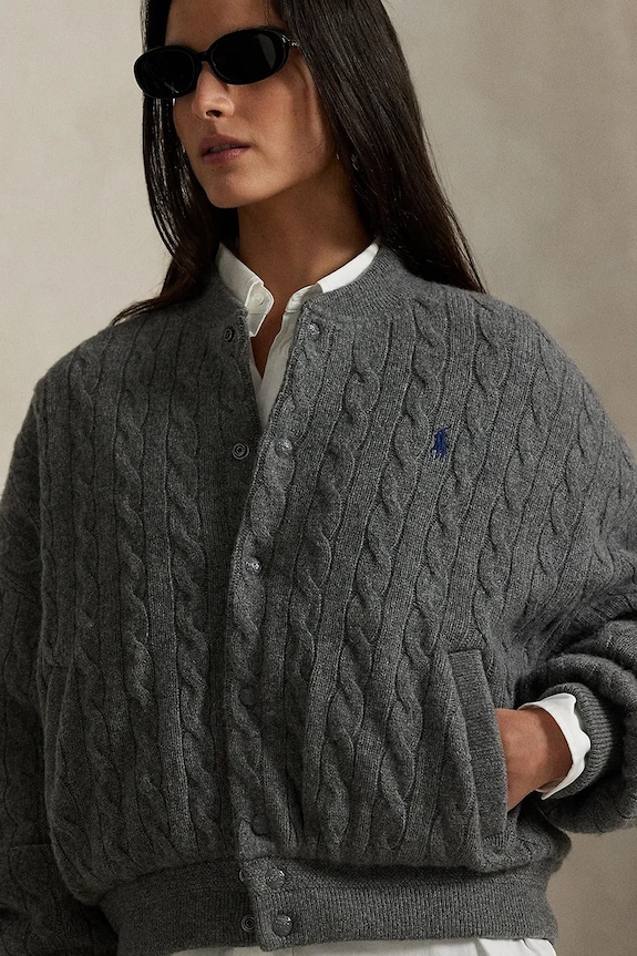 Μάλλινο μπουφάν bomber Polo Ralph Lauren 211966122 γκρί