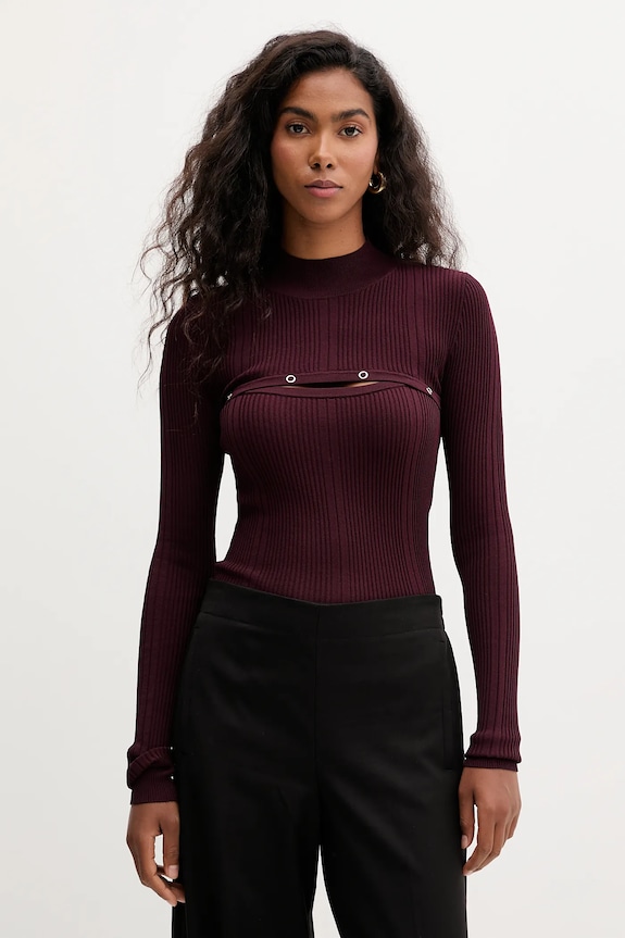 Patrizia Pepe sweter aplikacja fioletowy 8K0329.K280