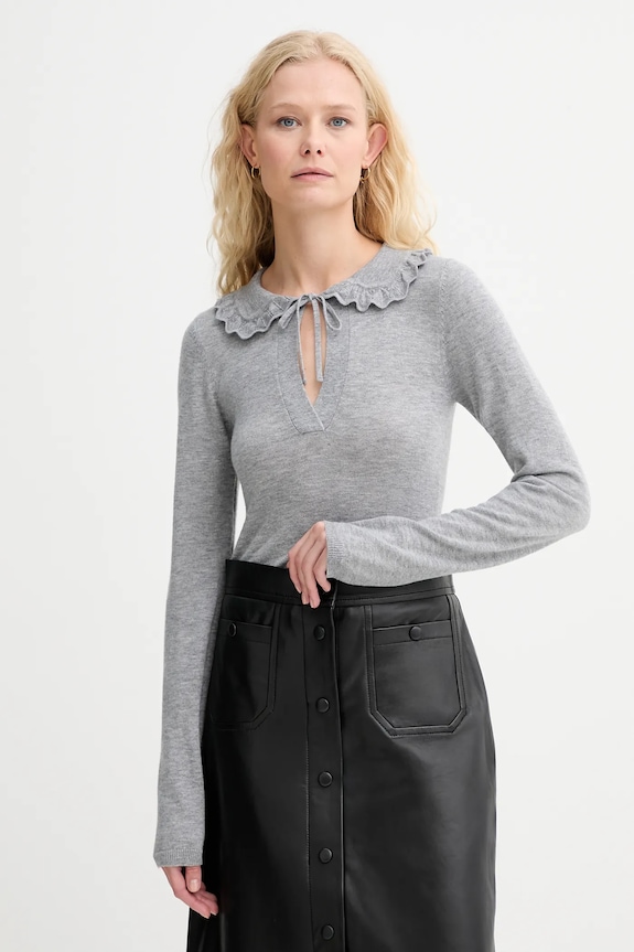 MUNTHE pulover de lână LIVO legat gri 253161525373