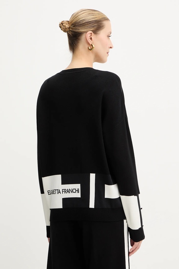Odzież Elisabetta Franchi sweter MK01S56E2 czarny