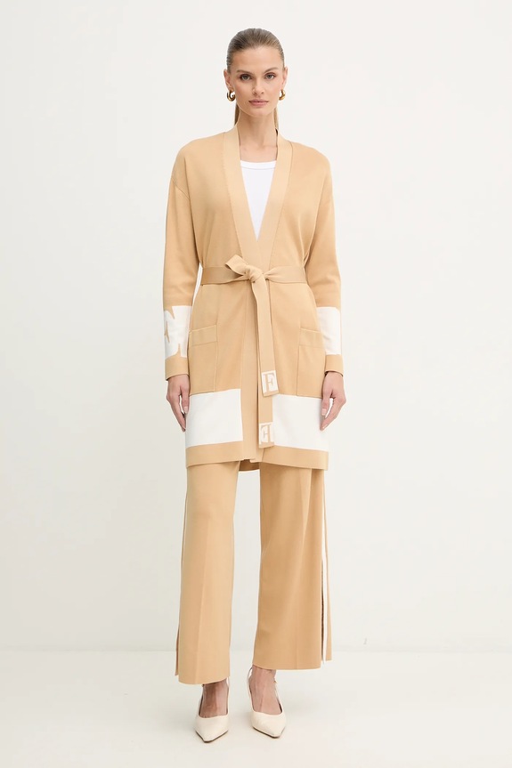 Elisabetta Franchi kardigan MK02S56E2 beżowy AW25