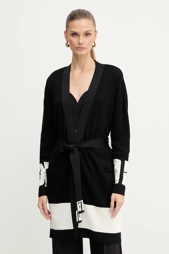 Elisabetta Franchi cardigan a maglia fine nero MK02S56E2