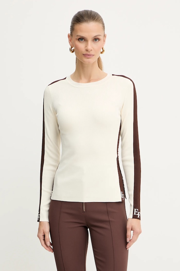Elisabetta Franchi pulover subtiri bej MK03S56E2
